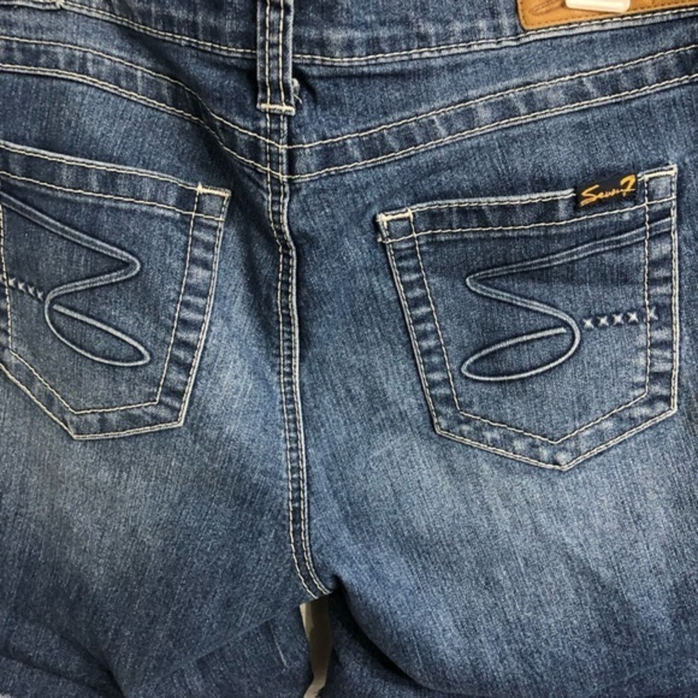 Seven7 Size 10 Denim Jean Raw Edge Shorts - Picture 3 of 6